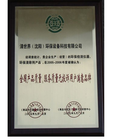 質(zhì)量信譽(yù)放心銅牌